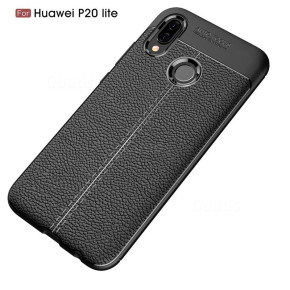 Луксозен силиконов гръб ТПУ кожа дизайн за Huawei P20 Lite ANE-LX1 черен